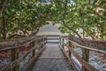 Boardwalk entering North Gulf Shore Beach in Naples Florida at Sunrise Royalty Free Stock Photo