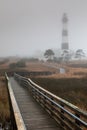 Boardwalk through Fog at Bodie Island NC Royalty Free Stock Photo