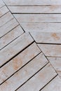 Boardwalk with grains of sand. Wooden path on the sandy beach. Wooden boardwalk and the soft sand is easy. The view from Royalty Free Stock Photo