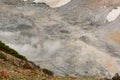 The boardwalk at Jigokudani, the hell`s valley. Murodo. Tateyama Kurobe alpine route. Japan Royalty Free Stock Photo