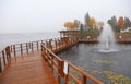 Boardwalk on lake Saint Joseph at Saint Adolph d`Howard in Quebec Royalty Free Stock Photo