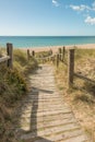 Boardwalk leading to the beach in the seaside town of Littlehampton UK