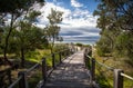 Boardwalk leading to beautiful Australian beach Royalty Free Stock Photo