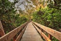 Boardwalk leading toward Delnor-Wiggins State Park at sunset Royalty Free Stock Photo