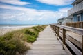 boardwalk leading up to an oceanfront property Royalty Free Stock Photo