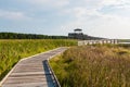 Boardwalk Through Marshland Leading to Bodie Island Lighthouse Observation Point Royalty Free Stock Photo