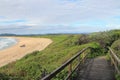 Boardwalk next to Beach surrounded by vegetation on New South Wales Australian coastline