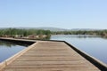 Boardwalk over pond