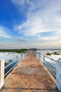 Boardwalk pathway over lake