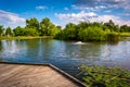 Boardwalk and pond at Patterson Park in Baltimore, Maryland.