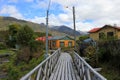 Boardwalk, Puerto Eden in Wellington Islands, fiords of southern Chile Royalty Free Stock Photo