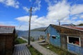 Boardwalk, Puerto Eden in Wellington Islands, fiords of southern Chile Royalty Free Stock Photo