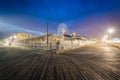 The boardwalk and rides at night, in Ocean City, Maryland. Royalty Free Stock Photo