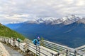 Boardwalk on Sulphur Mountain connecting Gondola landing.Gondola ride to Sulphur Moutain overlooks the Bow Valley and the town of Royalty Free Stock Photo