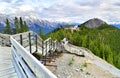 Boardwalk on Sulphur Mountain connecting Gondola landing.Gondola ride to Sulphur Moutain overlooks the Bow Valley and the town of Royalty Free Stock Photo