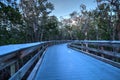 Boardwalk through the swamp, leading to Pass at sunset i Royalty Free Stock Photo