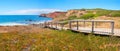 Boardwalk to Amado beach west Algarve, beautiful landscape and vegetation Royalty Free Stock Photo