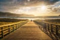 Boardwalk to beach in Gorliz Royalty Free Stock Photo