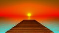 boardwalk towards the sunset3d rendering