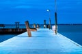 Beautiful blue boardwalk by the water