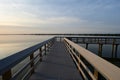 Boardwalk on West Lake in Everglades National Park, Florida at sunrise.