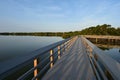 Boardwalk on West Lake in Everglades National Park, Florida at sunrise.