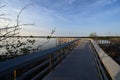 Boardwalk on West Lake in Everglades National Park, Florida at sunrise.