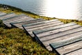 Boardwalk with wooden steps along Skyline Trail. Close up Royalty Free Stock Photo