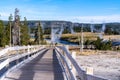 Boardwalks in the geyser basin area near Old Faithful in Yellowstone National Park