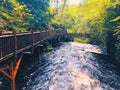 Bushkill Falls boardwalks with flowing water