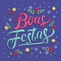 boas festas lettering concept vector design illustration Royalty Free Stock Photo