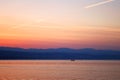 Boat on the Adriatic Sea at dawn. Before the dawn on the Adriatic Sea Royalty Free Stock Photo