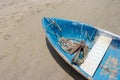 Boat with anchor on the beach,Top view Royalty Free Stock Photo