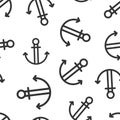 Boat anchor icon in flat style. Vessel hook vector illustration on white isolated background. Ship equipment seamless pattern Royalty Free Stock Photo