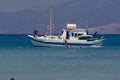 Boat at anchor, people snorkeling , Crete Greece