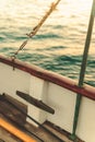 a boat with an anchor rope and a knot on the side Royalty Free Stock Photo