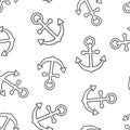 Boat anchor sign icon seamless pattern background. Maritime equipment vector illustration on white isolated background. Sea