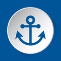 Boat anchor - simple blue icon on white button