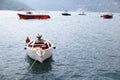 Boat anchored in the bay on Adriatic coast Royalty Free Stock Photo