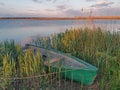 Boat anchored on Danube shore Royalty Free Stock Photo