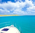 Boat anchored in Formentera Espalmador island