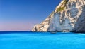 Boat anchored on Navagio beach