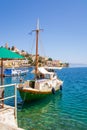 Boat anchoring in Symi bay