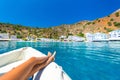 Greek village of Loutro, Chania, Crete, Greece. Royalty Free Stock Photo