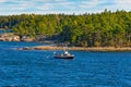 Boat in the archipel skerries Royalty Free Stock Photo