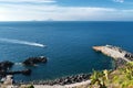 Boat arrival to the smallest port in the world, in the village of Ginostra, only acessible by boat,