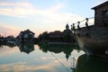 A boat on an artificial lake