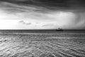 Boat on the background of cloudy sky before the storm Royalty Free Stock Photo