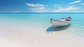 boat at the beach with oblivion blue wave Royalty Free Stock Photo