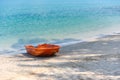 boat on beach summer background sea sandy beautiful of blue ocean Royalty Free Stock Photo